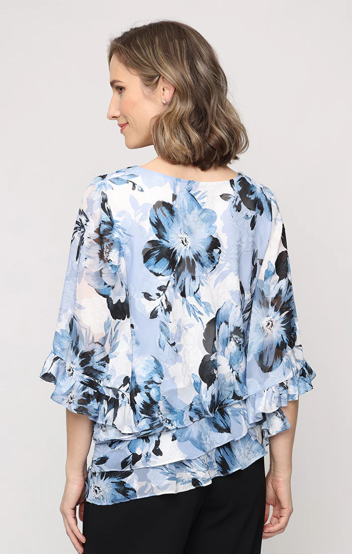 Printed Chiffon Blouse with Ruffle Sleeve Detail - Image 2
