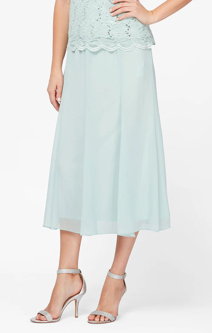 Petite Chiffon Tea-Length Skirt