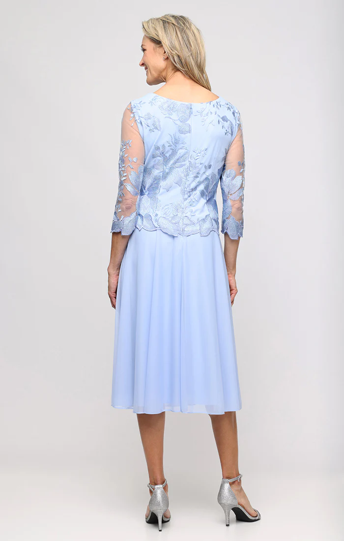 Embroidered Tulle & Chiffon Cocktail Dress - Image 6