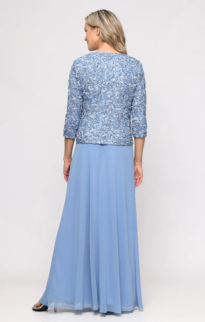 Empire Waist Dress With Open Soutache Jacket - Image 4