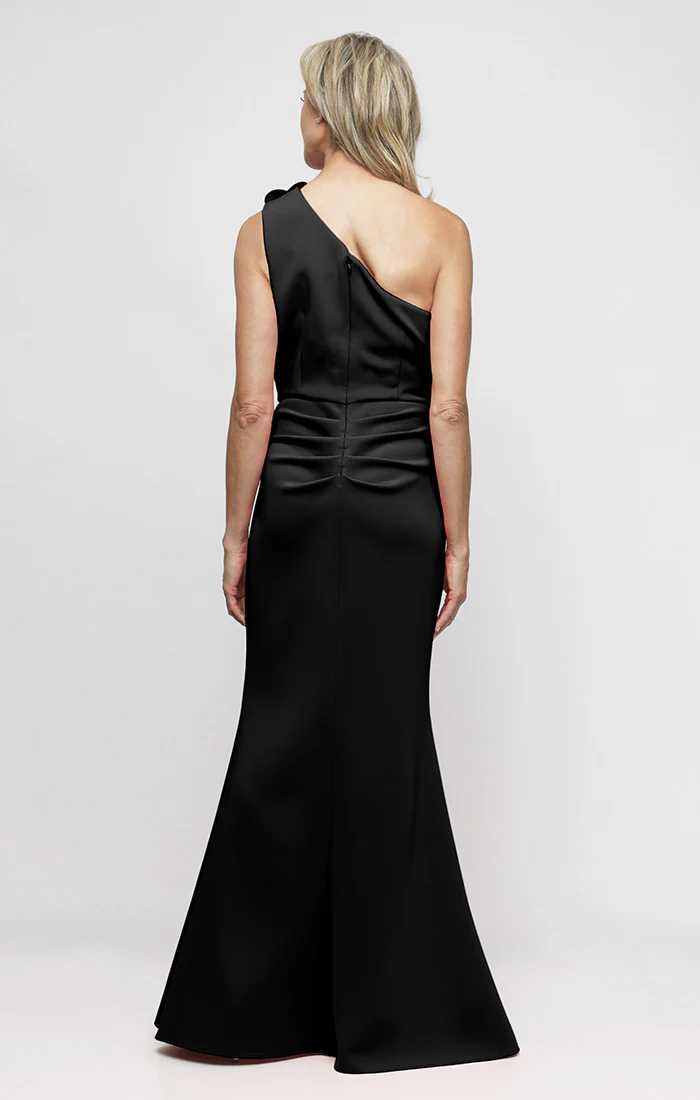 Long Stretch Crepe One Shoulder Dress - Image 3
