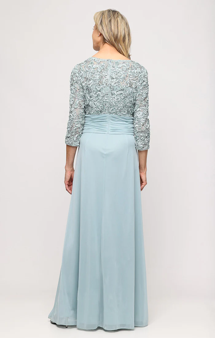 Empire Waist Soutache Lace & Mesh Gown - Image 3