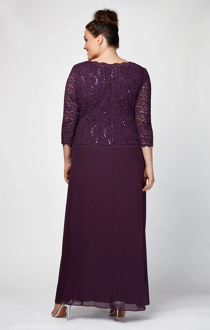 Plus Juliet Sequin Lace & Chiffon Gown - Image 4