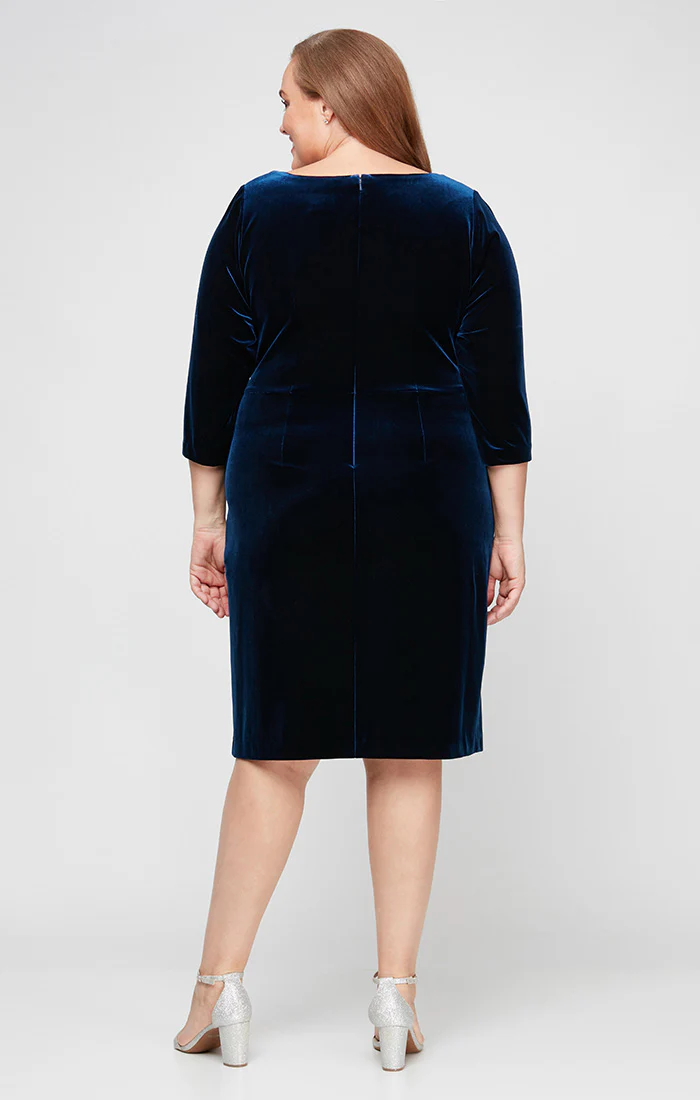 Plus Claudia Velvet Sheath Dress with Surplice Neckline - Image 2