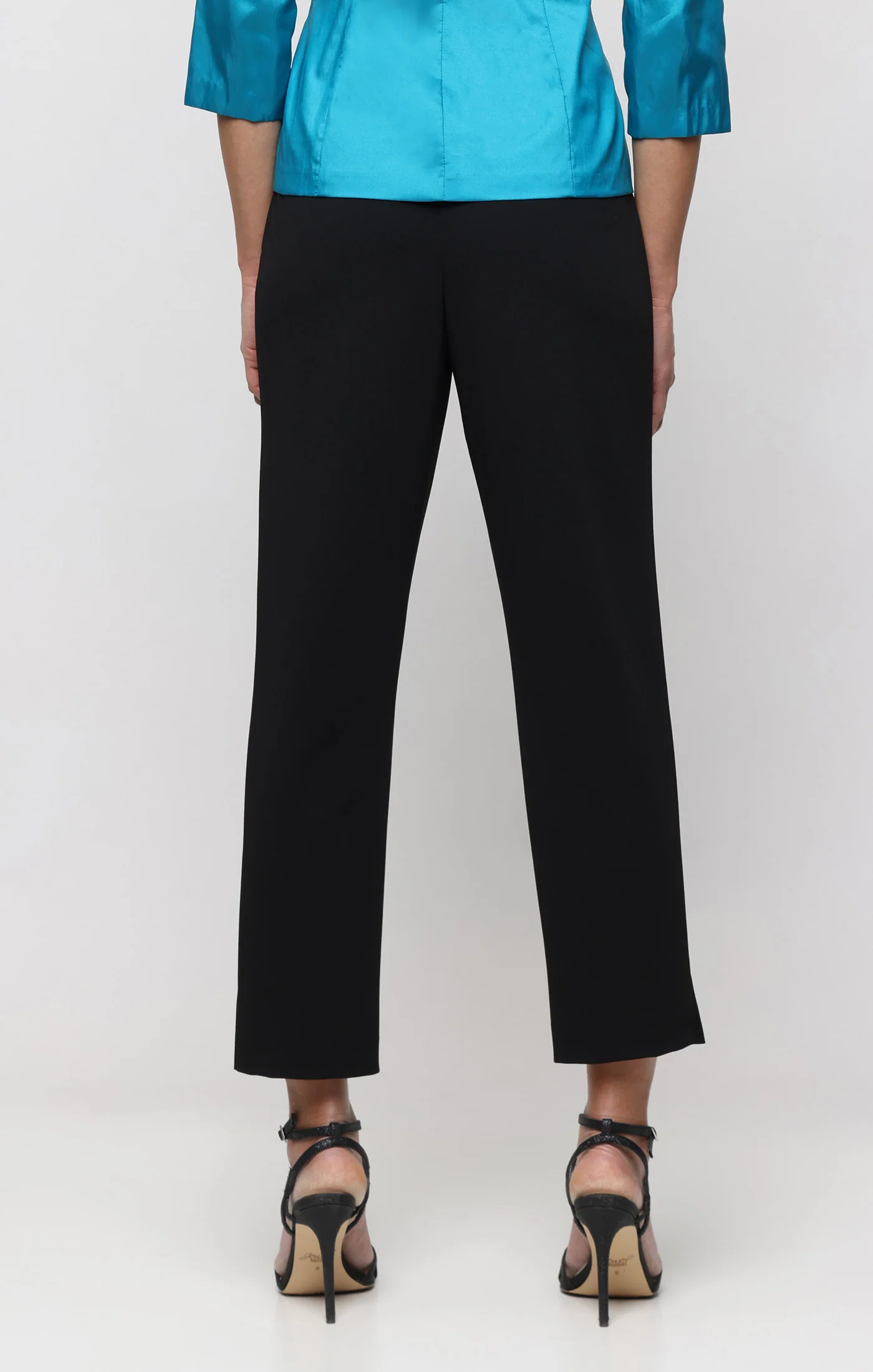 Petite Slim Cropped Stretch Crepe Ankle Pant with Side Slit - Image 2