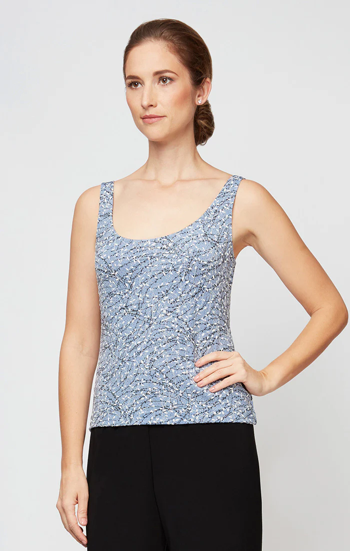 Textured Mandarin Neck Glitter Knit 3/4 Sleeve Twinset - Image 2